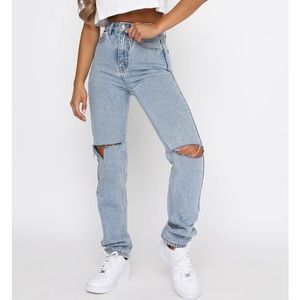 She's All That Straight Leg Denim Jeans Washed Blue